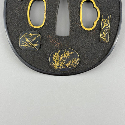 Tsuba with floral motif (set of two)