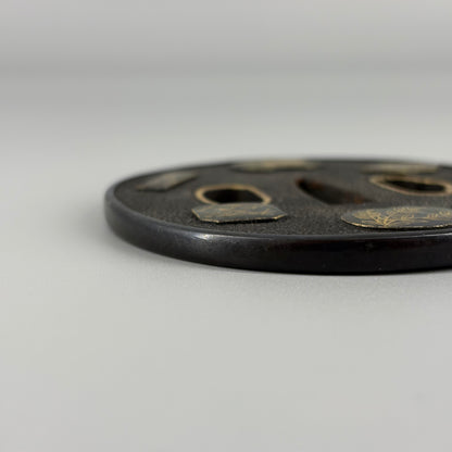 Tsuba with floral motif (set of two)