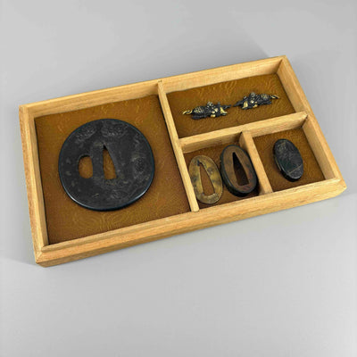 Iron inlay tsuba and other set, Sword fittings