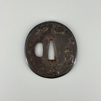 Iron inlay tsuba and other set, Sword fittings