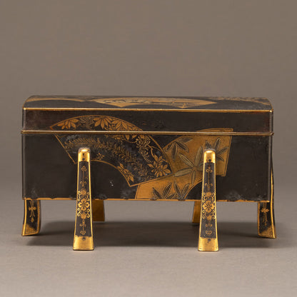 金銀象嵌扇面散文箱