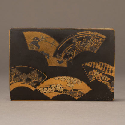 金銀象嵌扇面散文箱