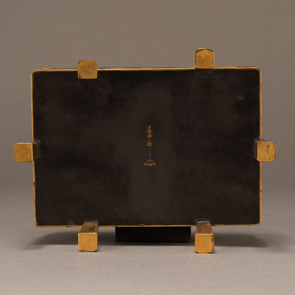 金銀象嵌扇面散文箱