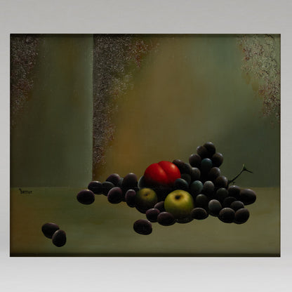 Michael BATTUT (French 1946-) / Black grapes on a green back