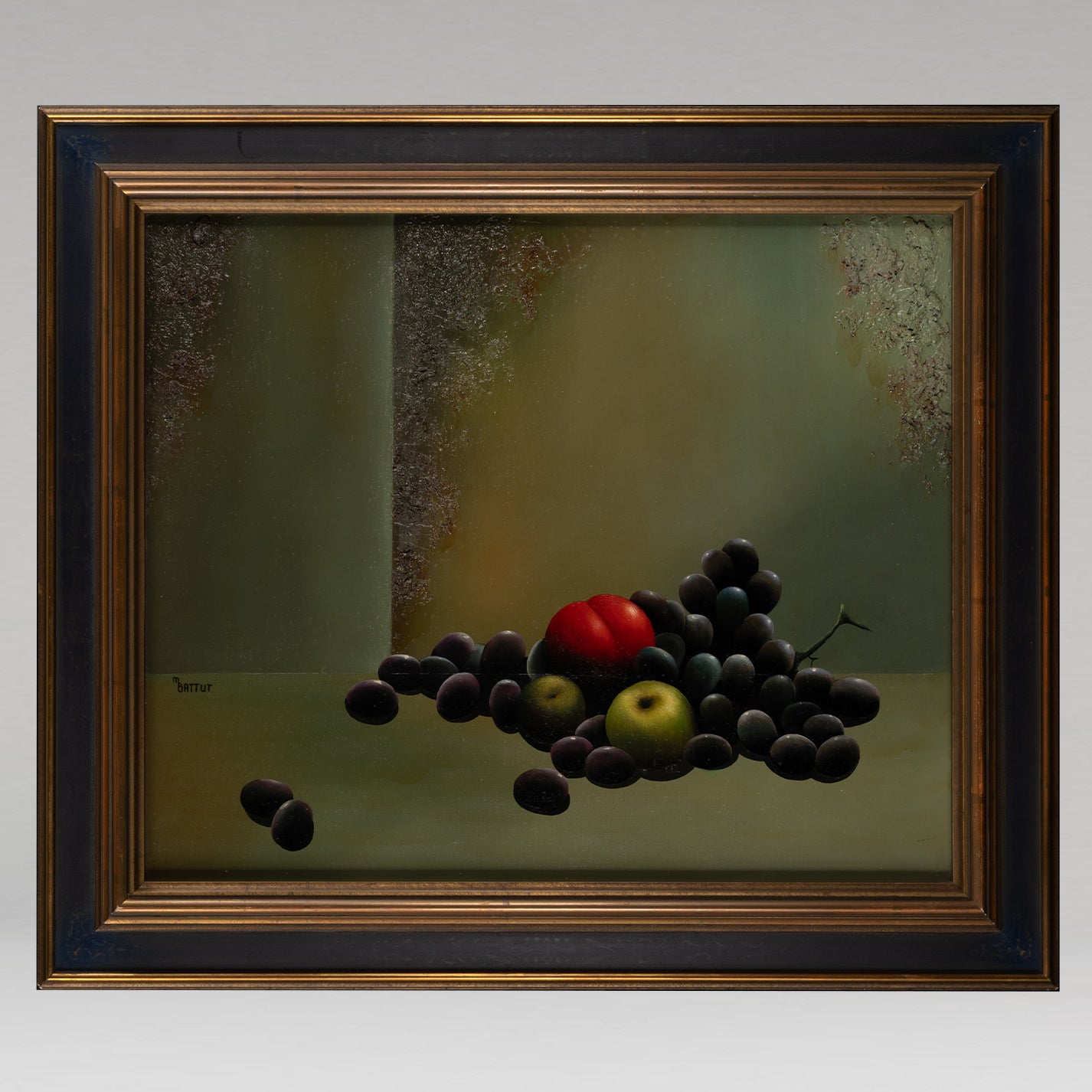 Michael BATTUT (French 1946-) / Black grapes on a green back