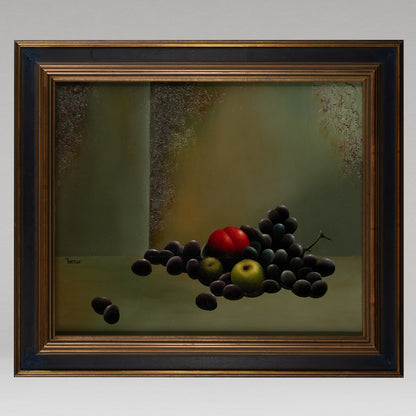 Michael BATTUT (French 1946-) / Black grapes on a green back