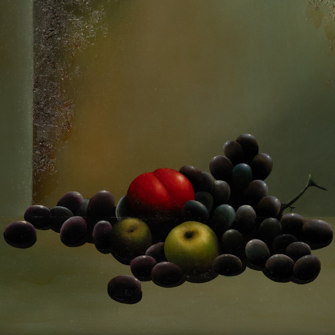Michael BATTUT (French 1946-) / Black grapes on a green back