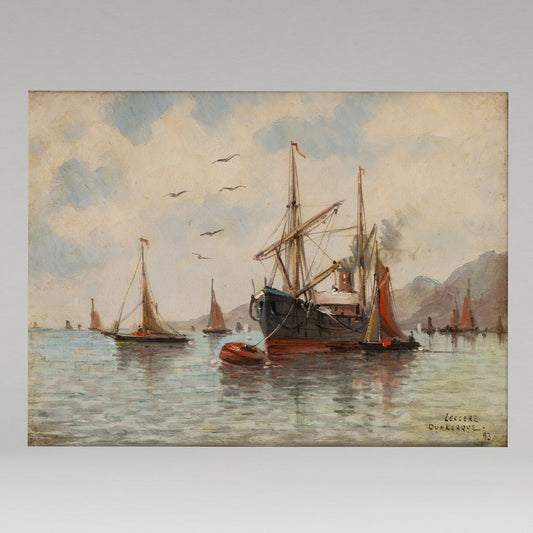 Leon LECLERC ( Fr. 1866 - 1930 ) / Navires au port de Dunkerque
