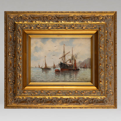 Leon LECLERC ( Fr. 1866 - 1930 ) / Navires au port de Dunkerque