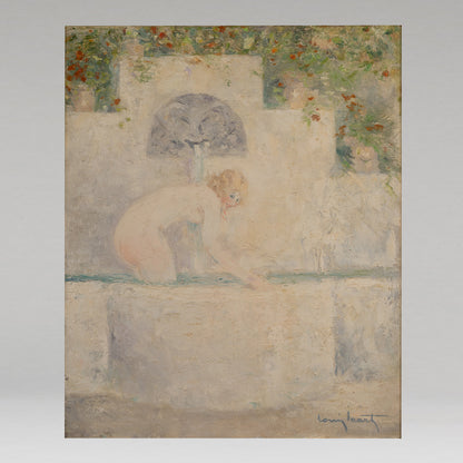 Louis ICART ( Fr. 1888 - 1950 ) / Fountain and girl
