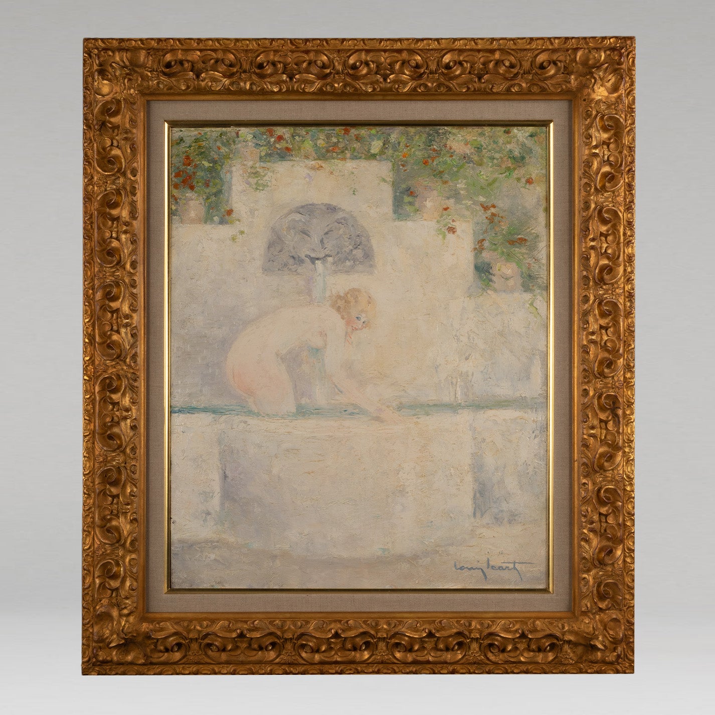 Louis ICART ( Fr. 1888 - 1950 ) / Fountain and girl