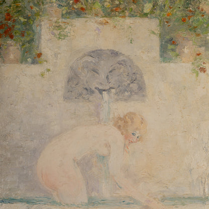 Louis ICART ( Fr. 1888 - 1950 ) / Fountain and girl