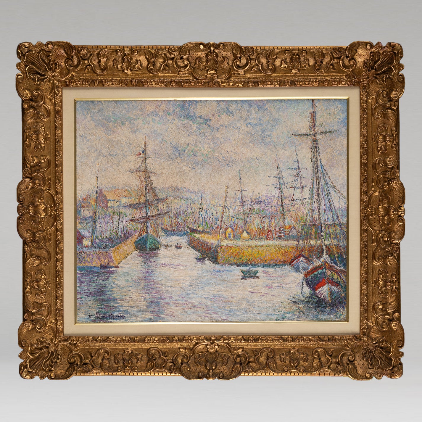 Hughes Claude PISSARRO ( Fr. 1935- ) / L'entrée des bassins à Granville