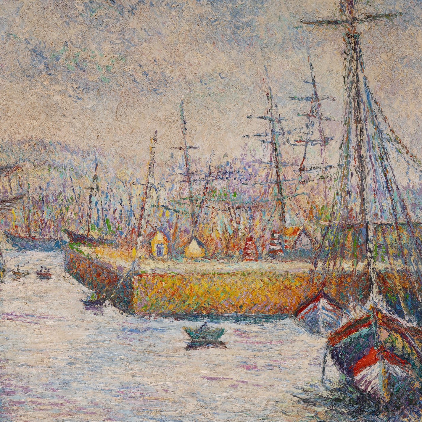 Hughes Claude PISSARRO ( Fr. 1935- ) / L'entrée des bassins à Granville