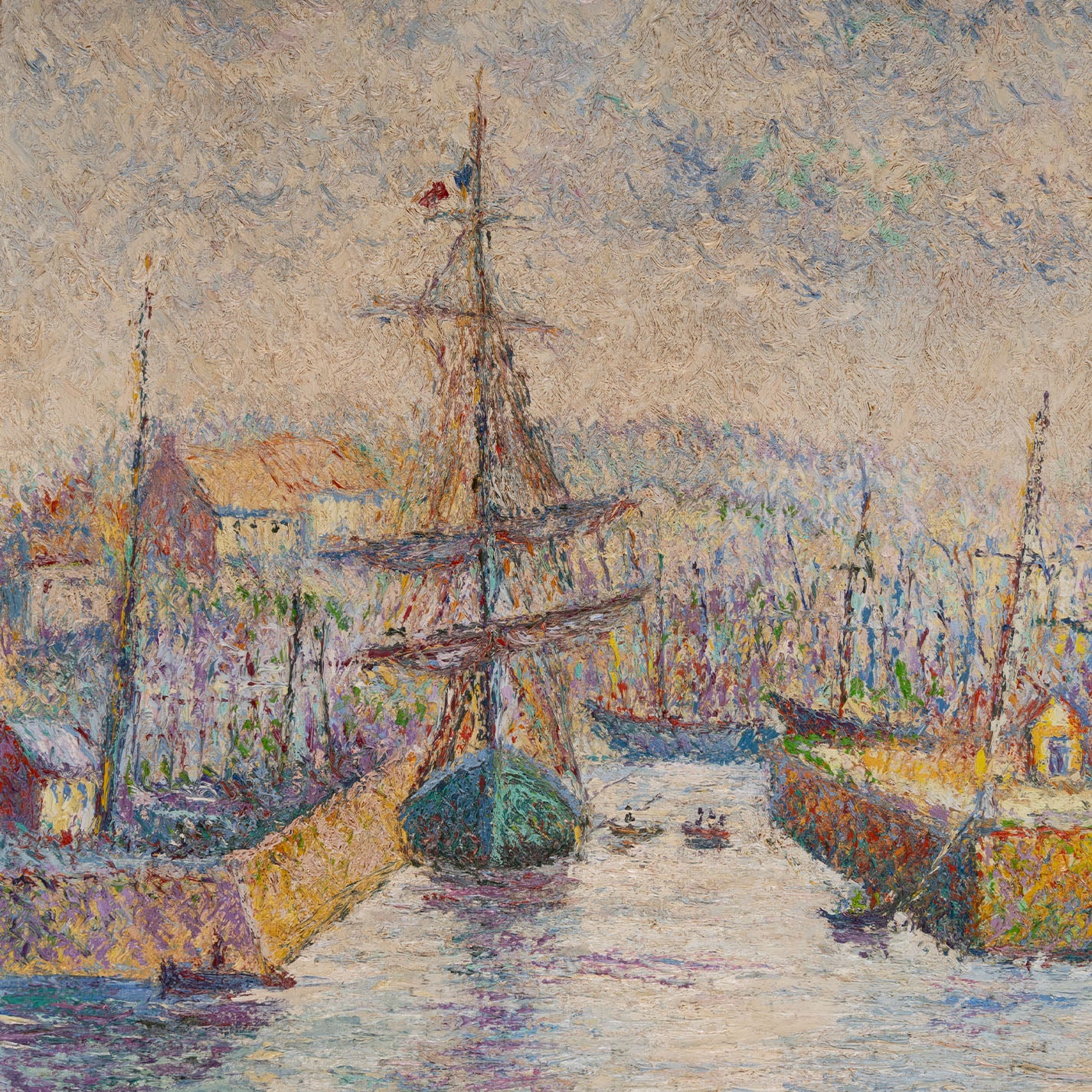 Hughes Claude PISSARRO ( Fr. 1935- ) / L'entrée des bassins à Granville