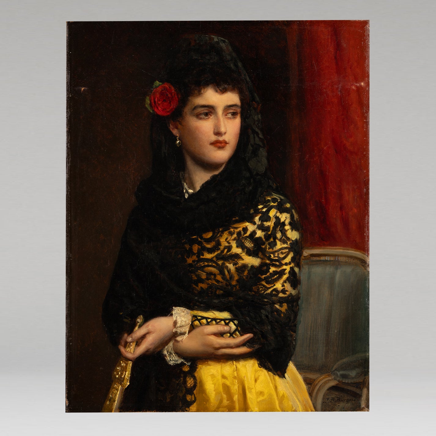 John Bagnold BURGESS( Br. 1830 - 1897 ) / Woman with Floral Adornments