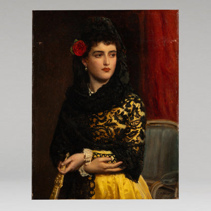 John Bagnold BURGESS( Br. 1830 - 1897 ) / Woman with Floral Adornments