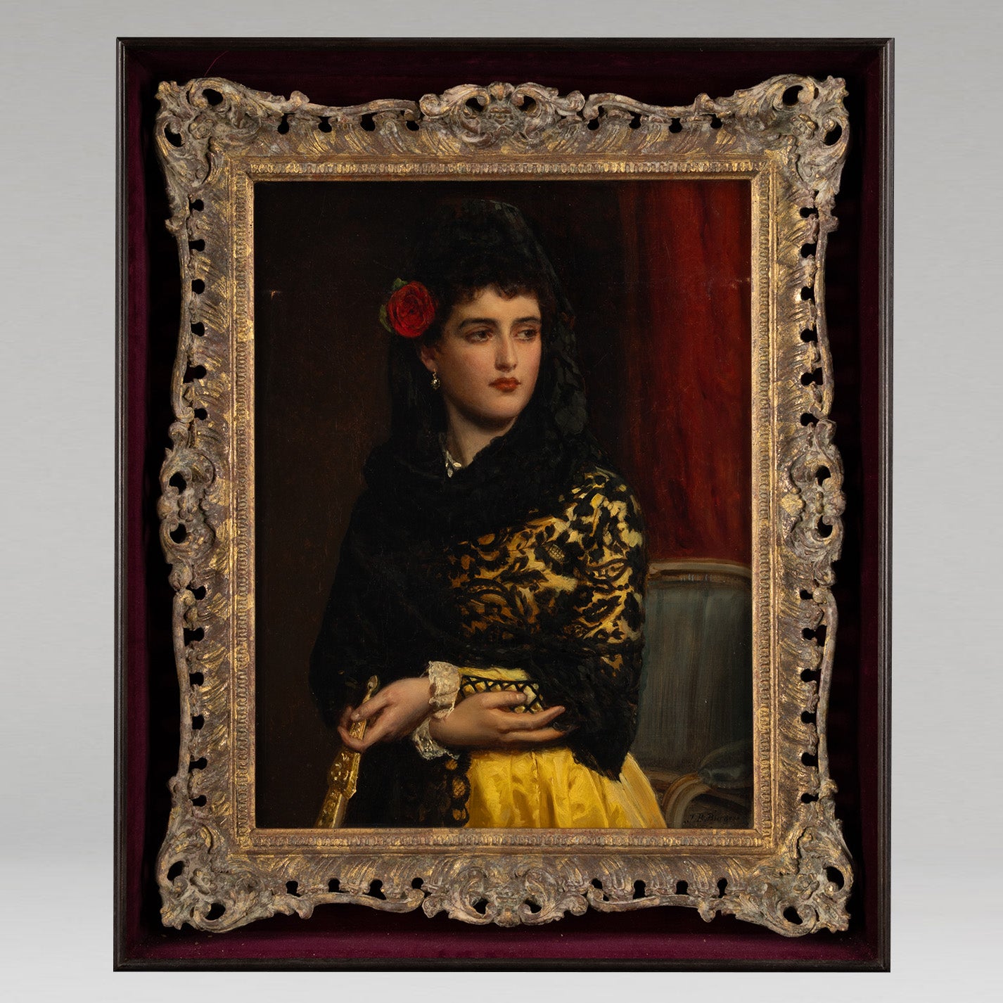 John Bagnold BURGESS( Br. 1830 - 1897 ) / Woman with Floral Adornments
