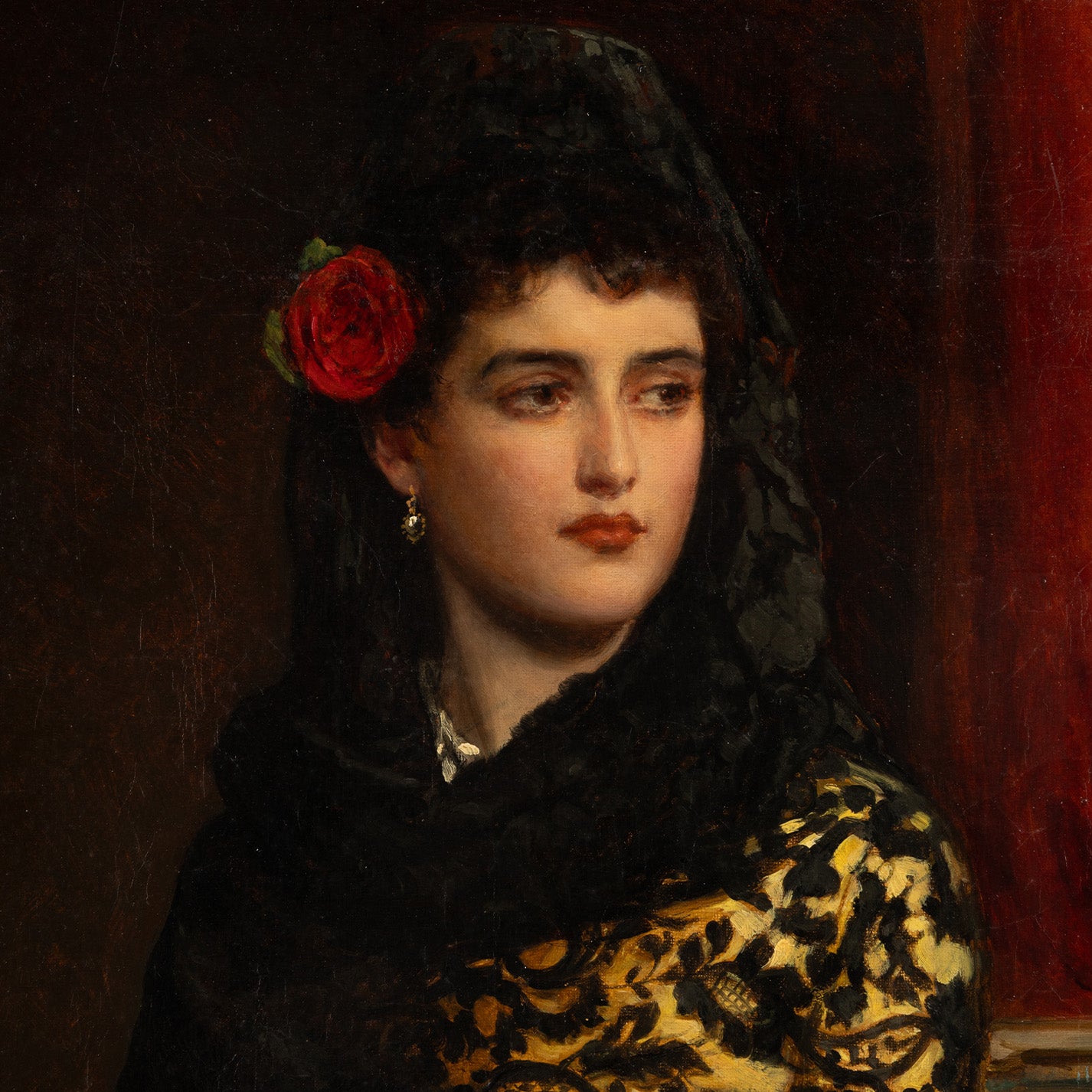 John Bagnold BURGESS( Br. 1830 - 1897 ) / Woman with Floral Adornments