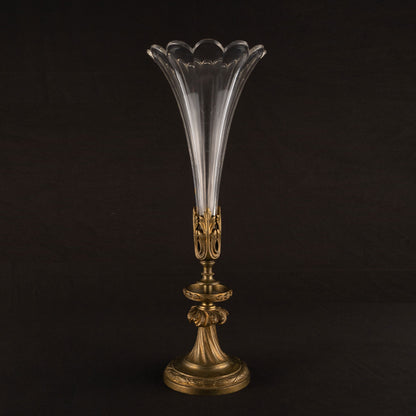 Bronze sculpture crystal glass vase