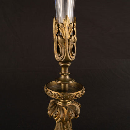 Bronze sculpture crystal glass vase