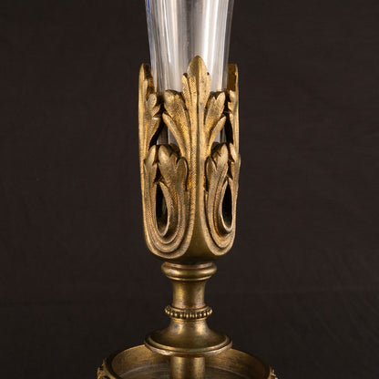 Bronze sculpture crystal glass vase
