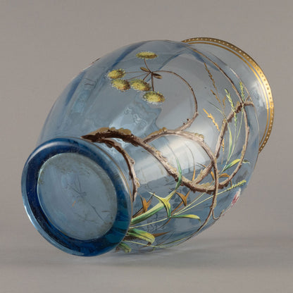 Vase with enameled flowers and birds pattern (pair)