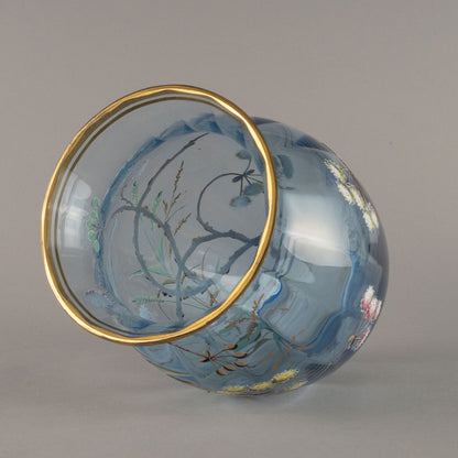 Vase with enameled flowers and birds pattern (pair)