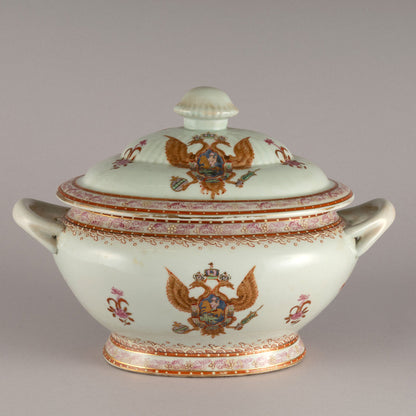 Soup tureen with emblem of eagle(Russia?)