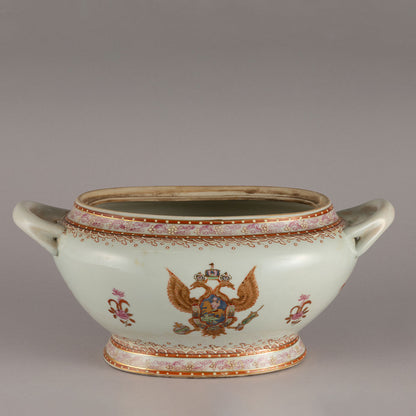 Soup tureen with emblem of eagle(Russia?)