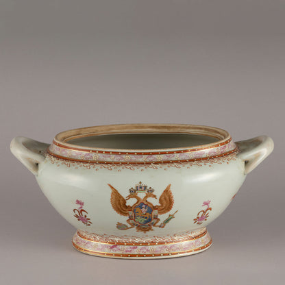 Soup tureen with emblem of eagle(Russia?)