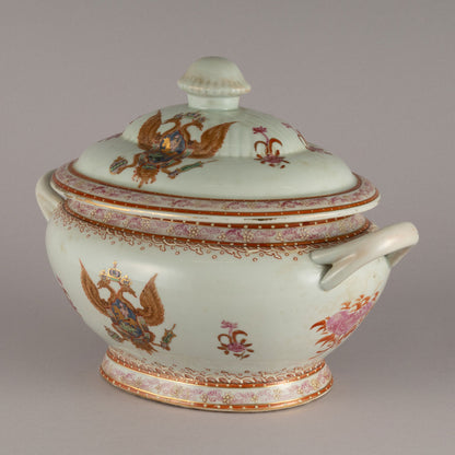 Soup tureen with emblem of eagle(Russia?)
