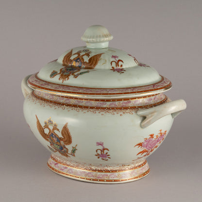 Soup tureen with emblem of eagle(Russia?)
