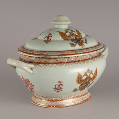 Soup tureen with emblem of eagle(Russia?)