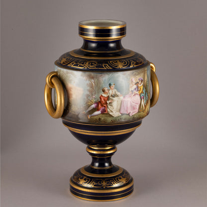 Unknown Pottery "Cobalt color with symbols of medieval lady vase"