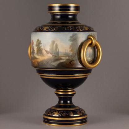 Unknown Pottery "Cobalt color with symbols of medieval lady vase"