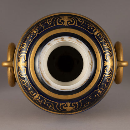 Unknown Pottery "Cobalt color with symbols of medieval lady vase"