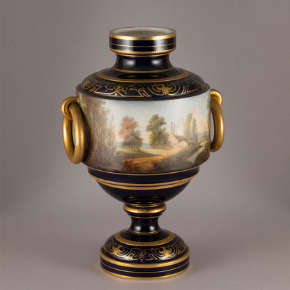 Unknown Pottery "Cobalt color with symbols of medieval lady vase"