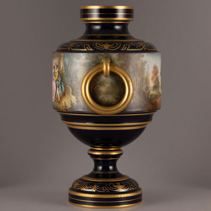 Unknown Pottery "Cobalt color with symbols of medieval lady vase"