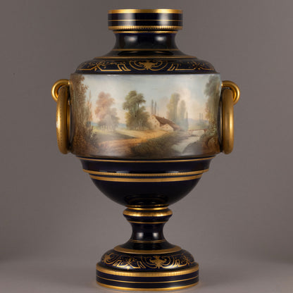 Unknown Pottery "Cobalt color with symbols of medieval lady vase"