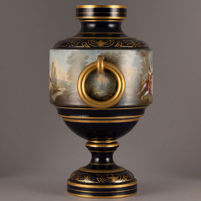 Unknown Pottery "Cobalt color with symbols of medieval lady vase"