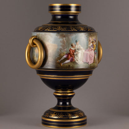 Unknown Pottery "Cobalt color with symbols of medieval lady vase"