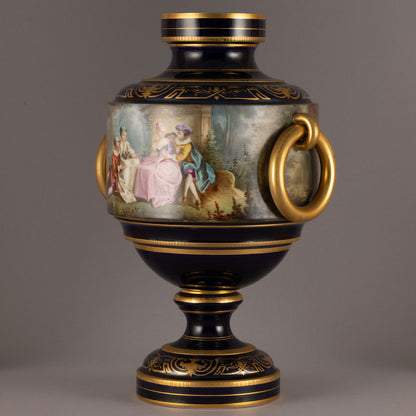 Unknown Pottery "Cobalt color with symbols of medieval lady vase"