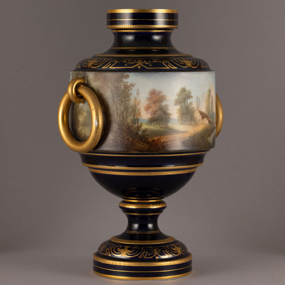 Unknown Pottery "Cobalt color with symbols of medieval lady vase"