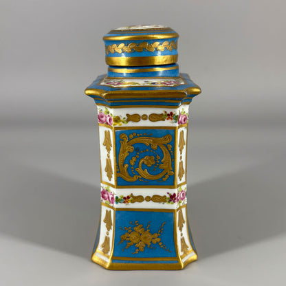 Floral Pattern and Gold Tea Caddy