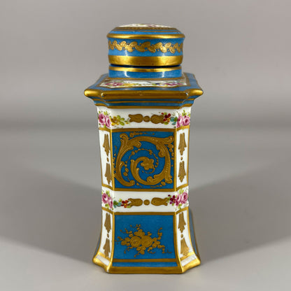 Floral Pattern and Gold Tea Caddy