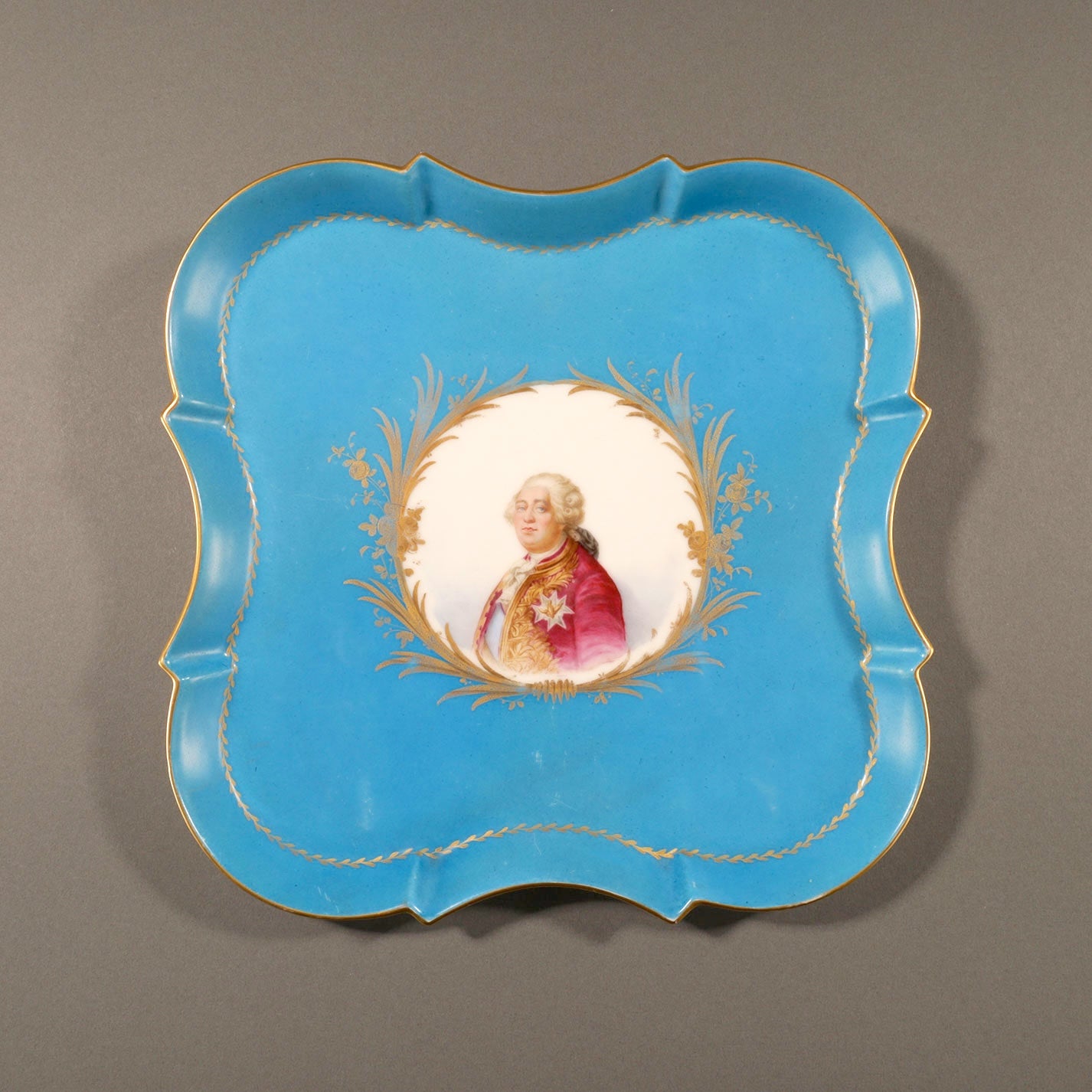 Sèvres Style Tray with Portrait of Louis XVI