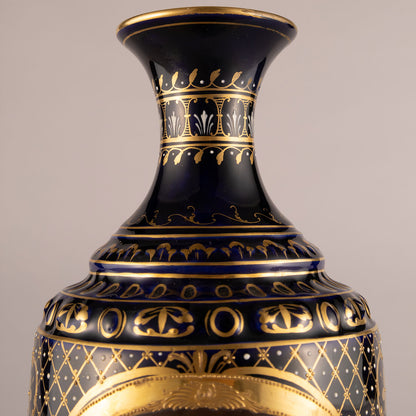 Vienna "Cobalt & gold vases (pair)"