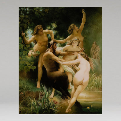 Nymphs and Satyr (ceramic plate image )