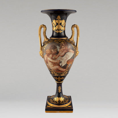 Unknown Pottery "Cobalt gilt Angel jar"